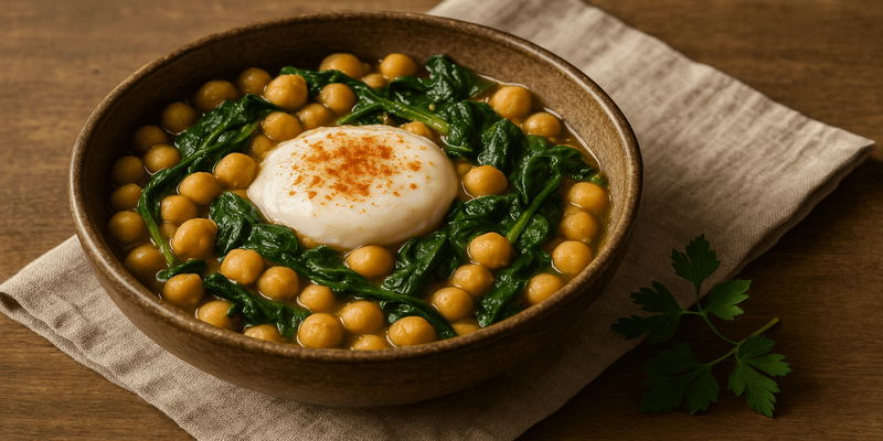 Cigrons amb Espinacs i Ou