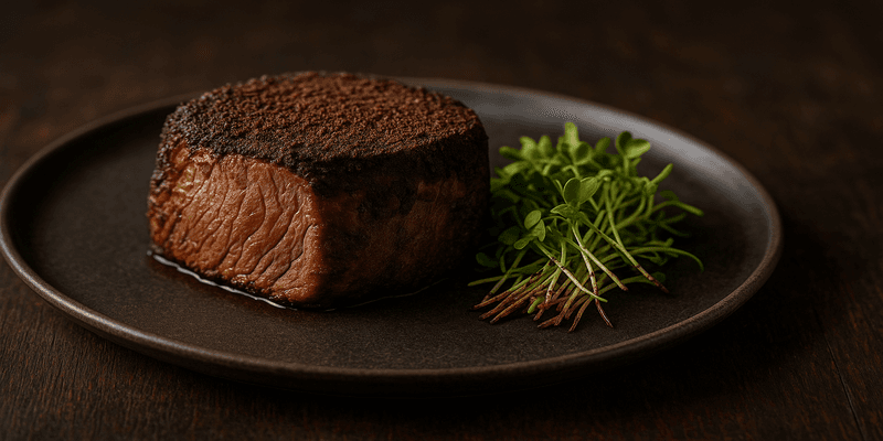 Header image for Filet de Vedella a la Crosta de Cacau