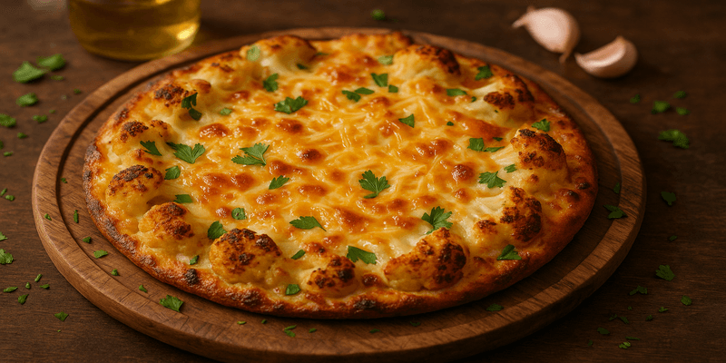 Header image for PIZZA DE COLIFLOR (pot fer-se també amb bròquil, bròcoli, romanescu)